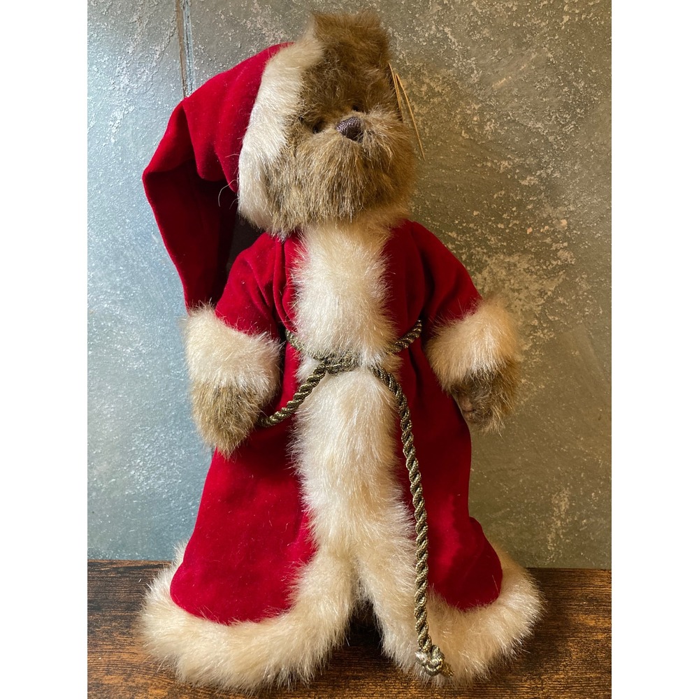 Bearington Collection Santa Bear Red Velvet Robe Plush Holiday Limited Ed 11in